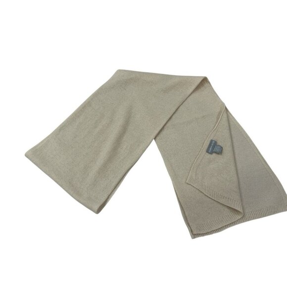 HANNAH ROSE Beige 100% Cashmere Essential Scarf 11" x 76” - Picture 3 of 6